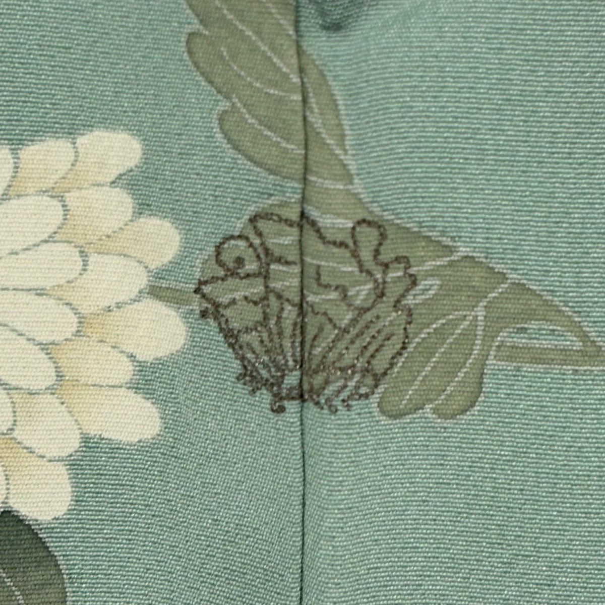 訪問服 身長161.5cm 袖長66cm M 雙層 落款あり 菊花 枝梅花 漸層 薄綠 純蠶絲 名品級 一つ紋