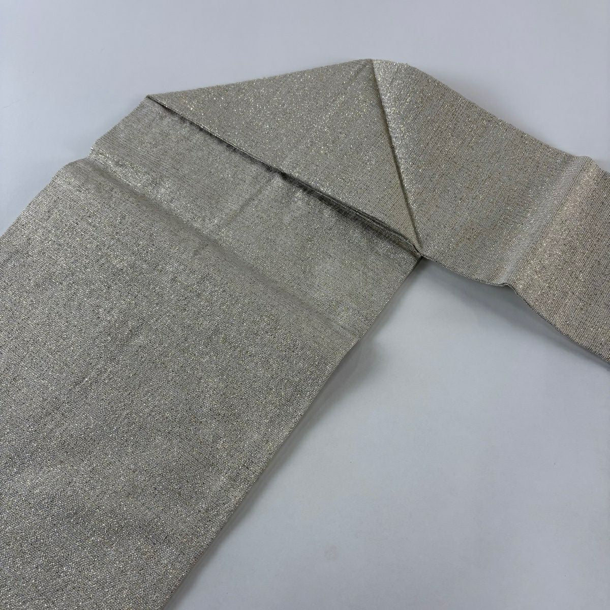 【美品】名古屋帶 秀品級 細條 幾何圖案 金絲 金金箔 金色 純蠶絲
