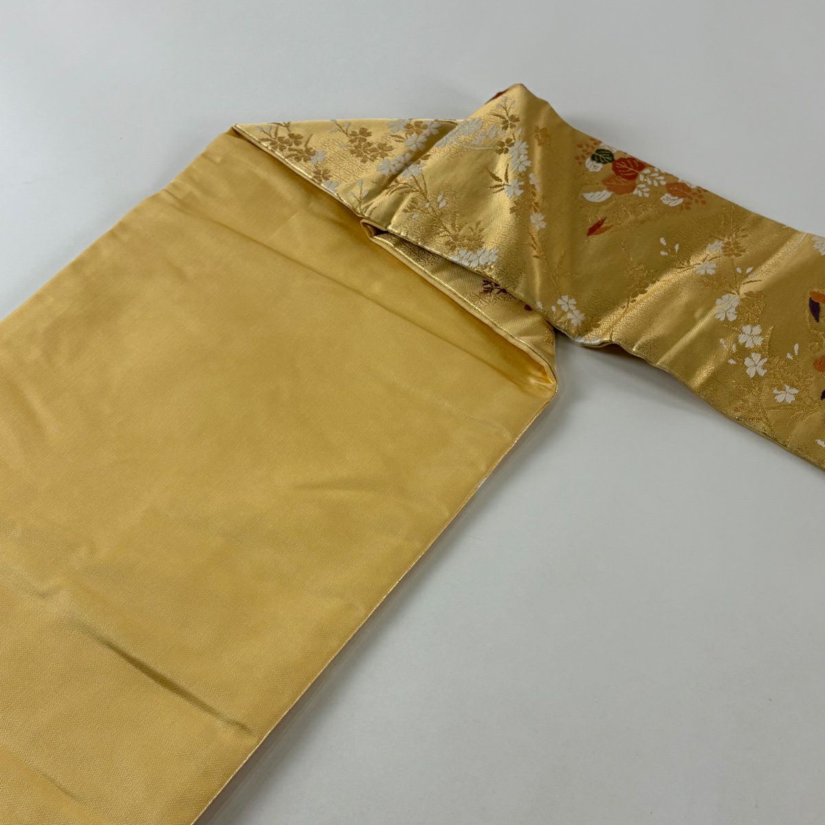 【美品】名古屋帶 秀品級 華紋 菊花 金絲 金金箔 金 純蠶絲
