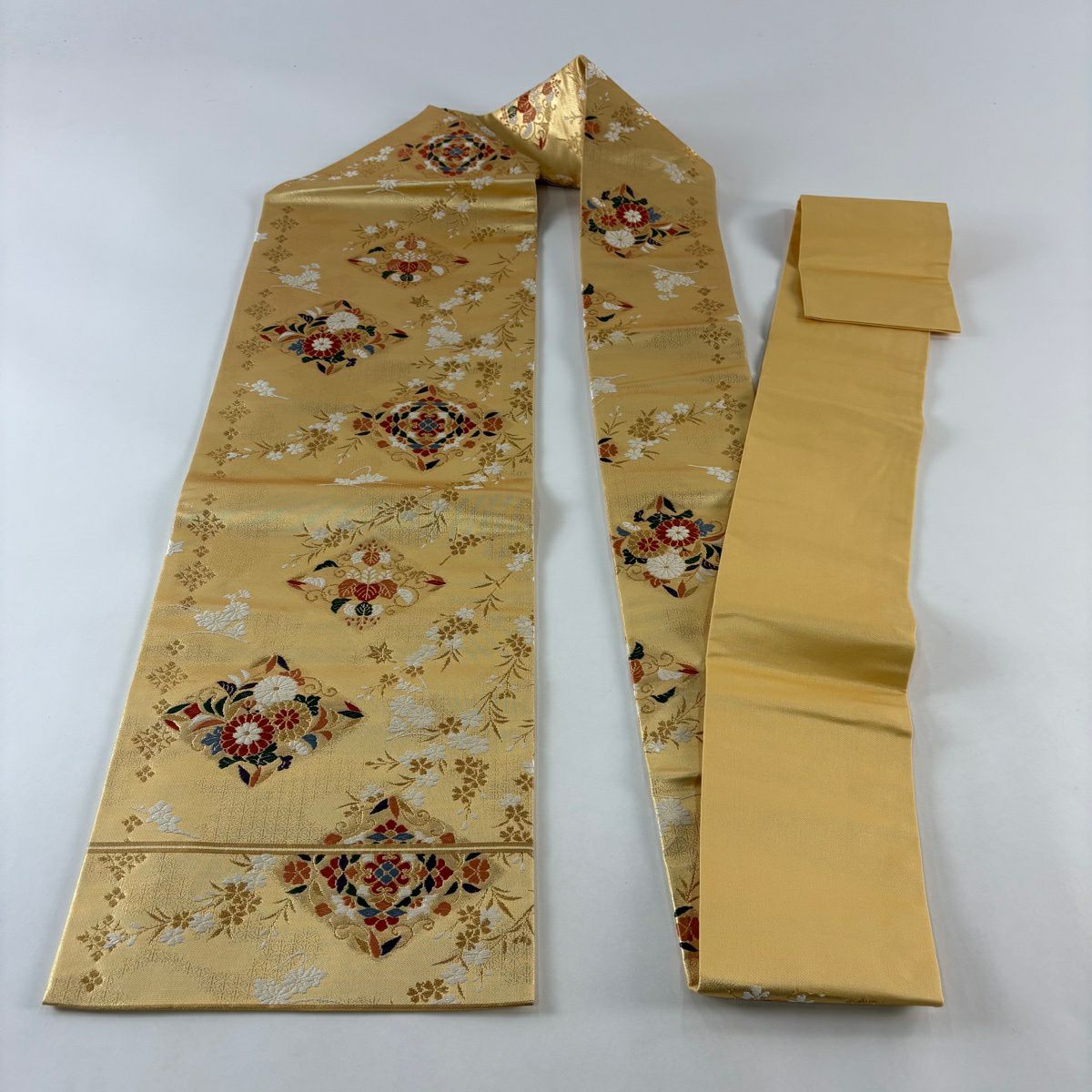 【美品】名古屋帶 秀品級 華紋 菊花 金絲 金金箔 金 純蠶絲