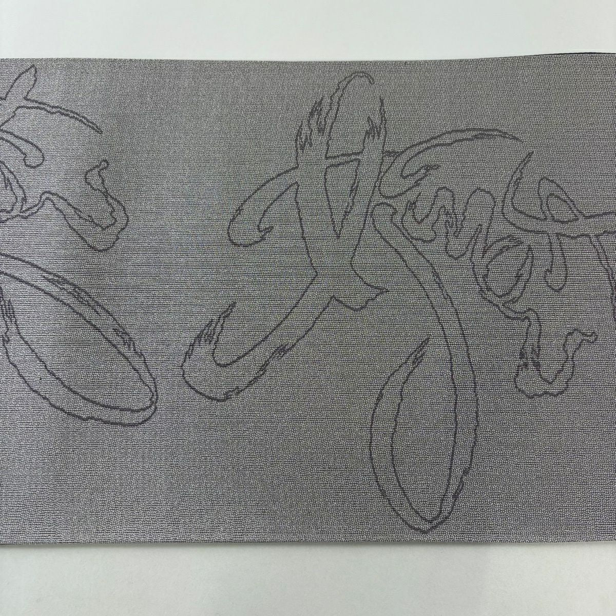 【美品】 袋帶 秀品級 幾何學 金金箔 灰紫 六通 純蠶絲