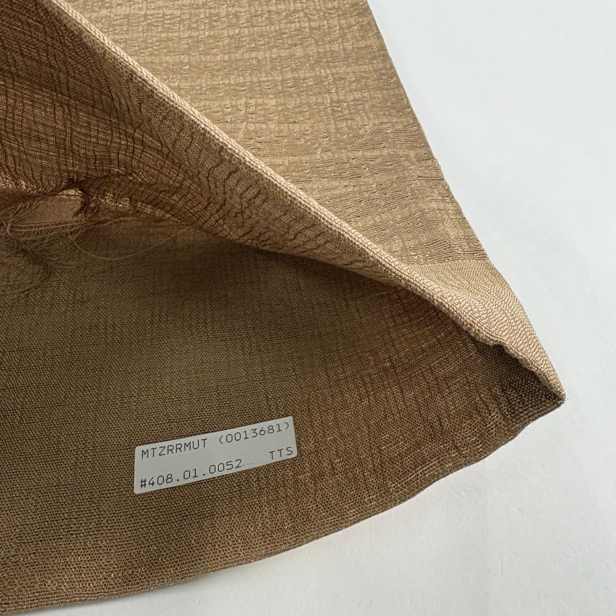 【美品】 袋帶 秀品級 夏帶 幾何學 縞紋 金銀彩 薄茶 純蠶絲