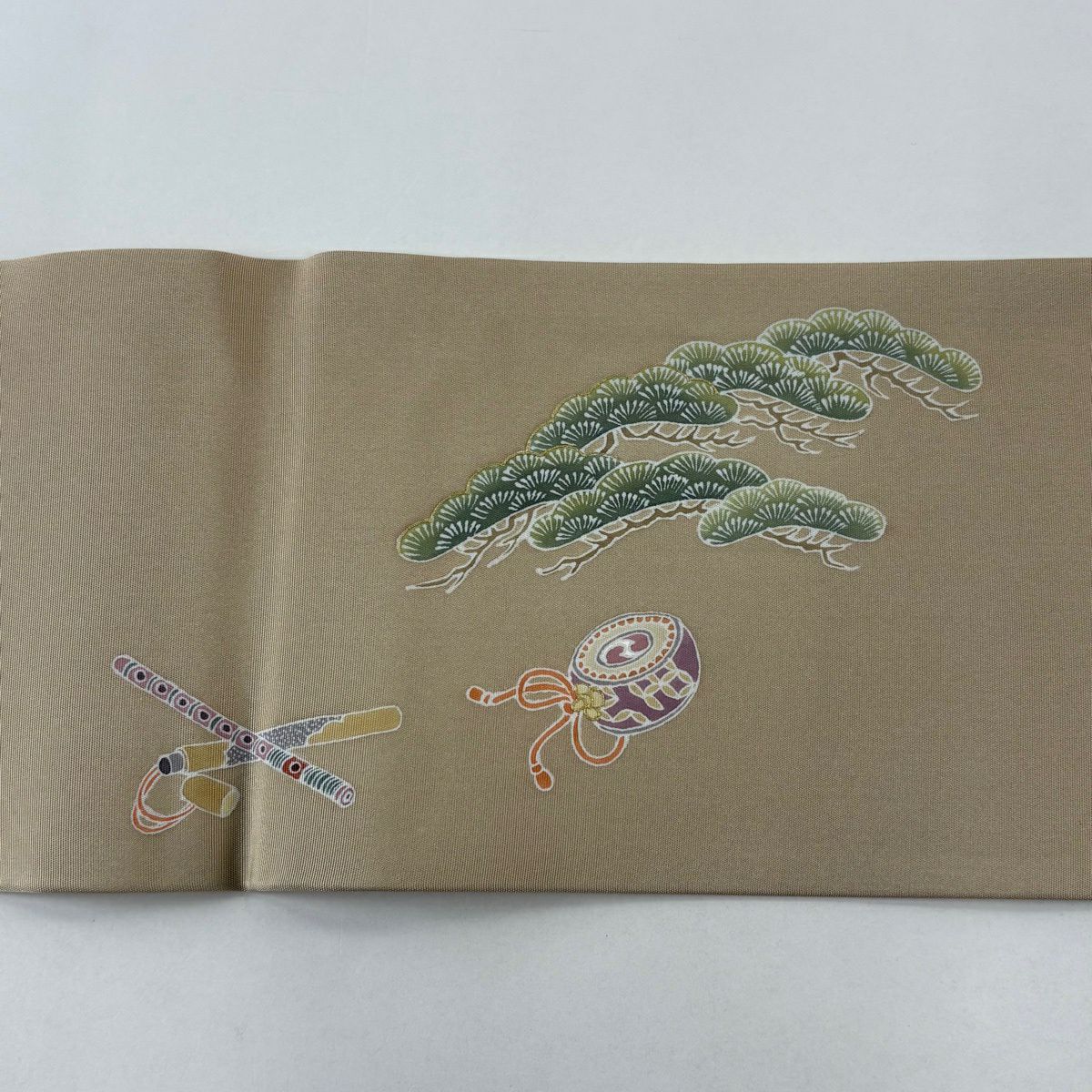 名古屋帶 秀品級 山鉾 笠松樹 金銀彩 淺茶 純蠶絲