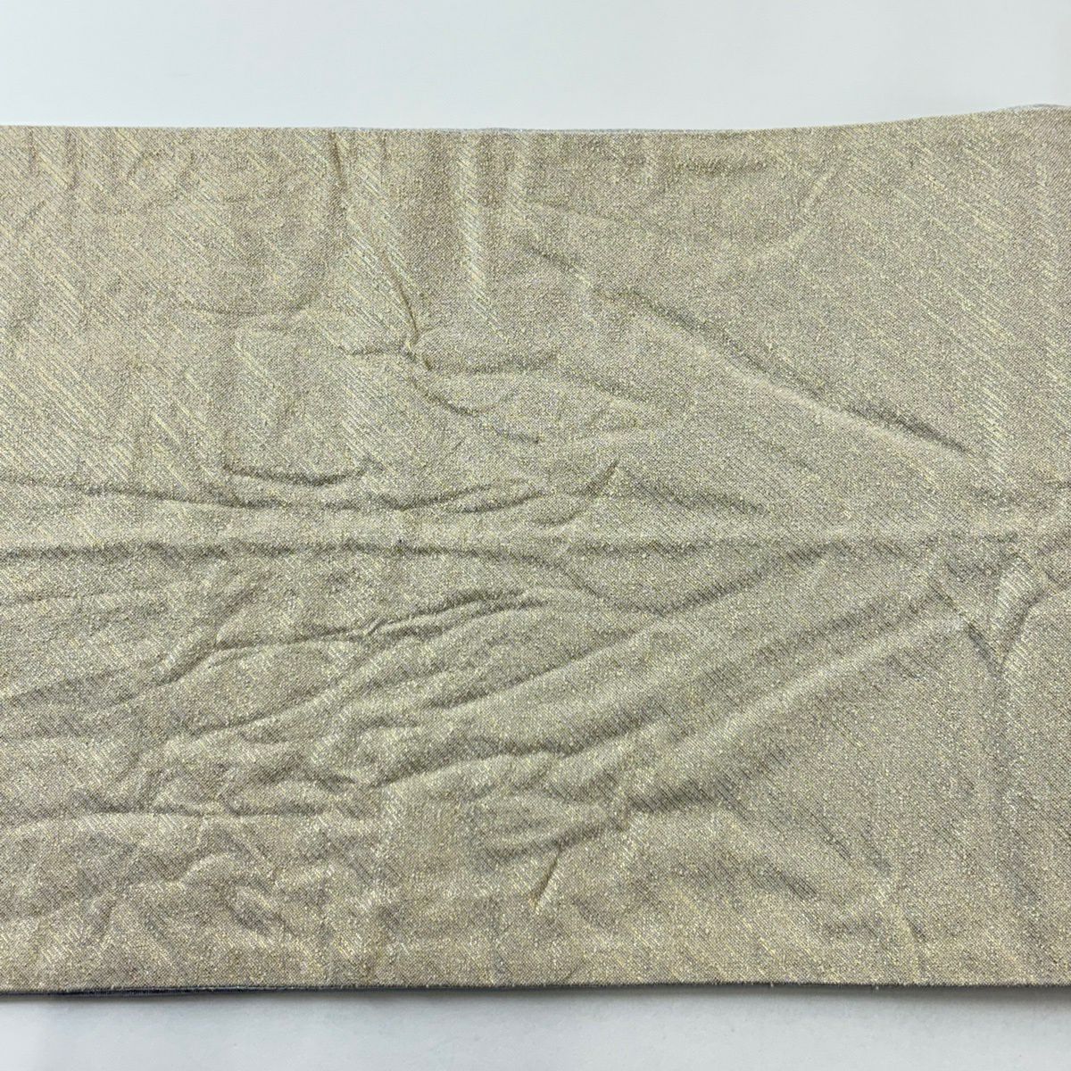 袋帶 名品級 振袖禮服禮服用 櫻花 市松樹 金絲 金金箔 奶油 六通 純蠶絲