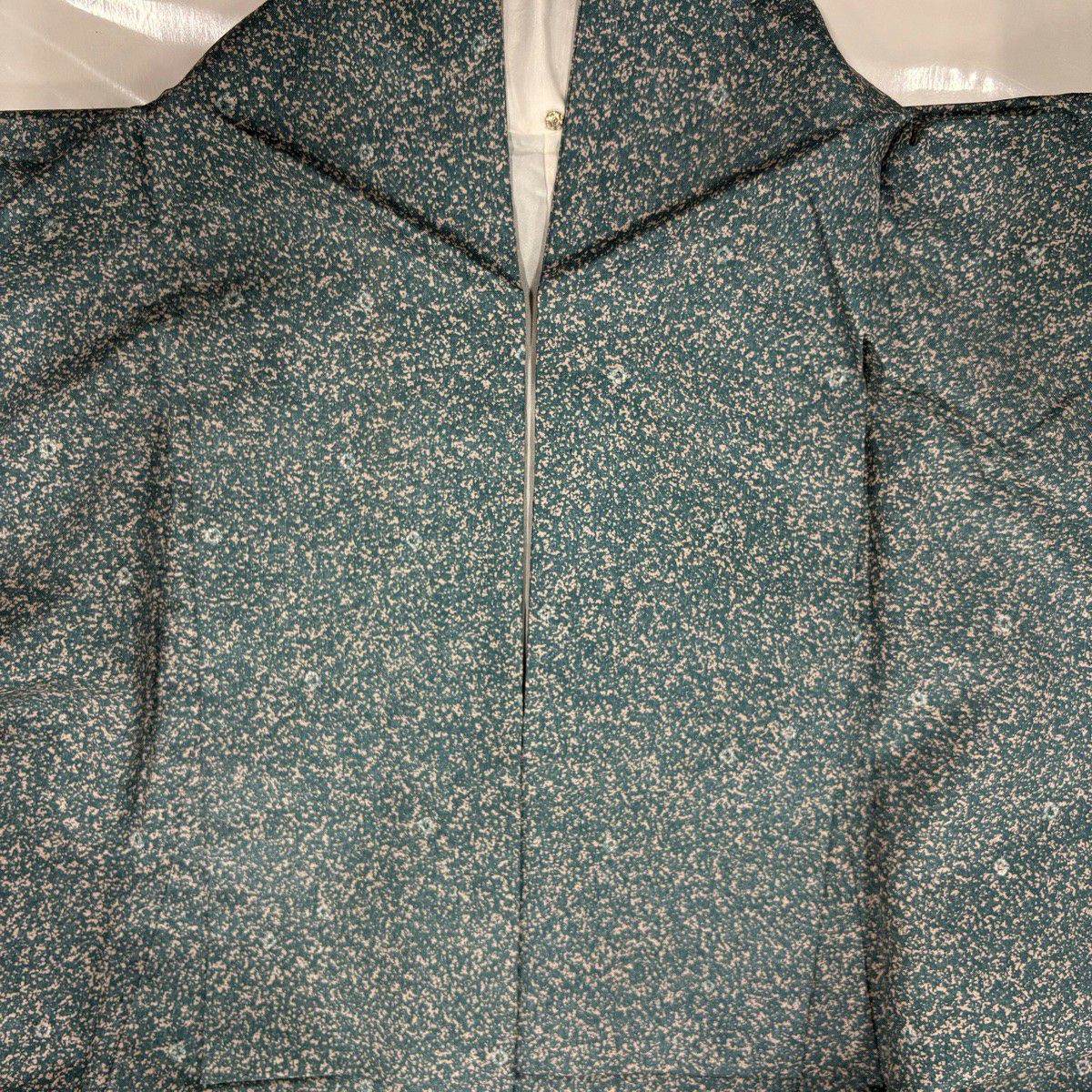 【美品】 付下 身長157.5cm 袖長63.5cm S 雙層 紬織織 流水 絞染 綠 純蠶絲 秀品級