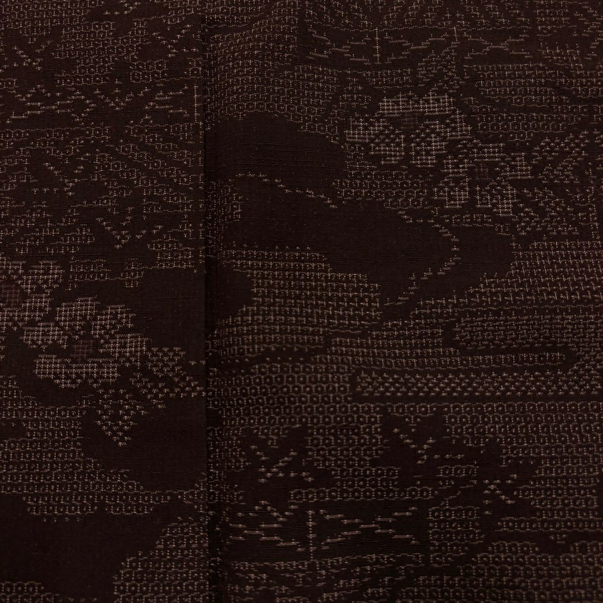 【美品】 紬織 身長163cm 袖長64.5cm M 雙層 證書齊全 雲文 草花紋紋 焦茶 純蠶絲 優品級