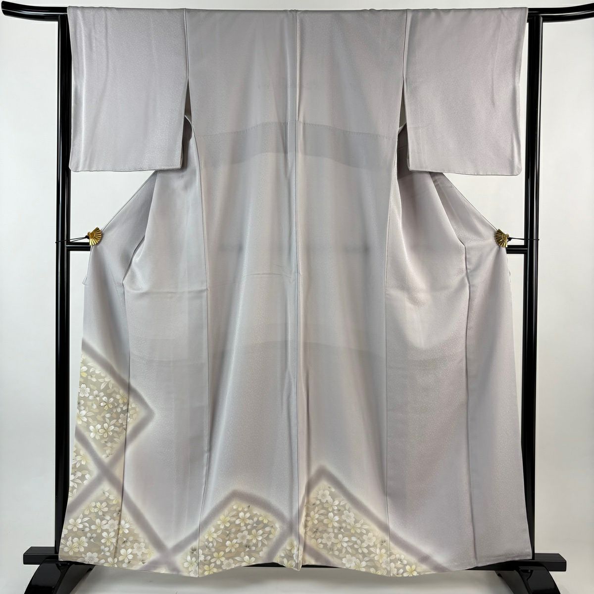 付下 身長161.5cm 袖長63cm S 雙層 櫻花 金銀彩 漸層 淡紫 純蠶絲 優品級