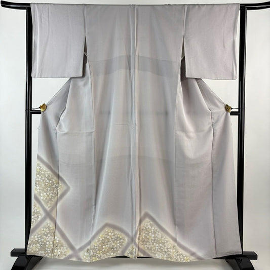付下 身長161.5cm 袖長63cm S 雙層 櫻花 金銀彩 漸層 淡紫 純蠶絲 優品級