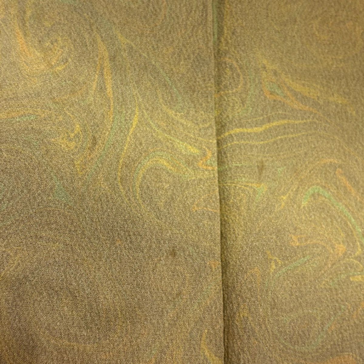 付下 身長151.5cm 袖長63.5cm S 雙層 墨流染 分染 漸層 山吹茶 純蠶絲 優品級