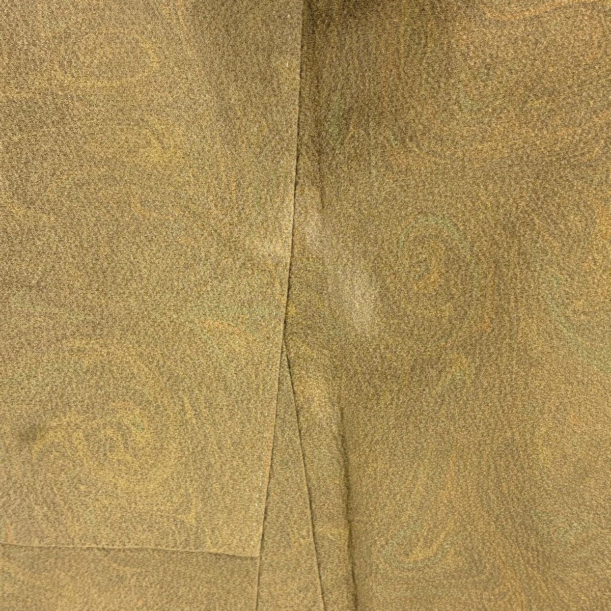付下 身長151.5cm 袖長63.5cm S 雙層 墨流染 分染 漸層 山吹茶 純蠶絲 優品級