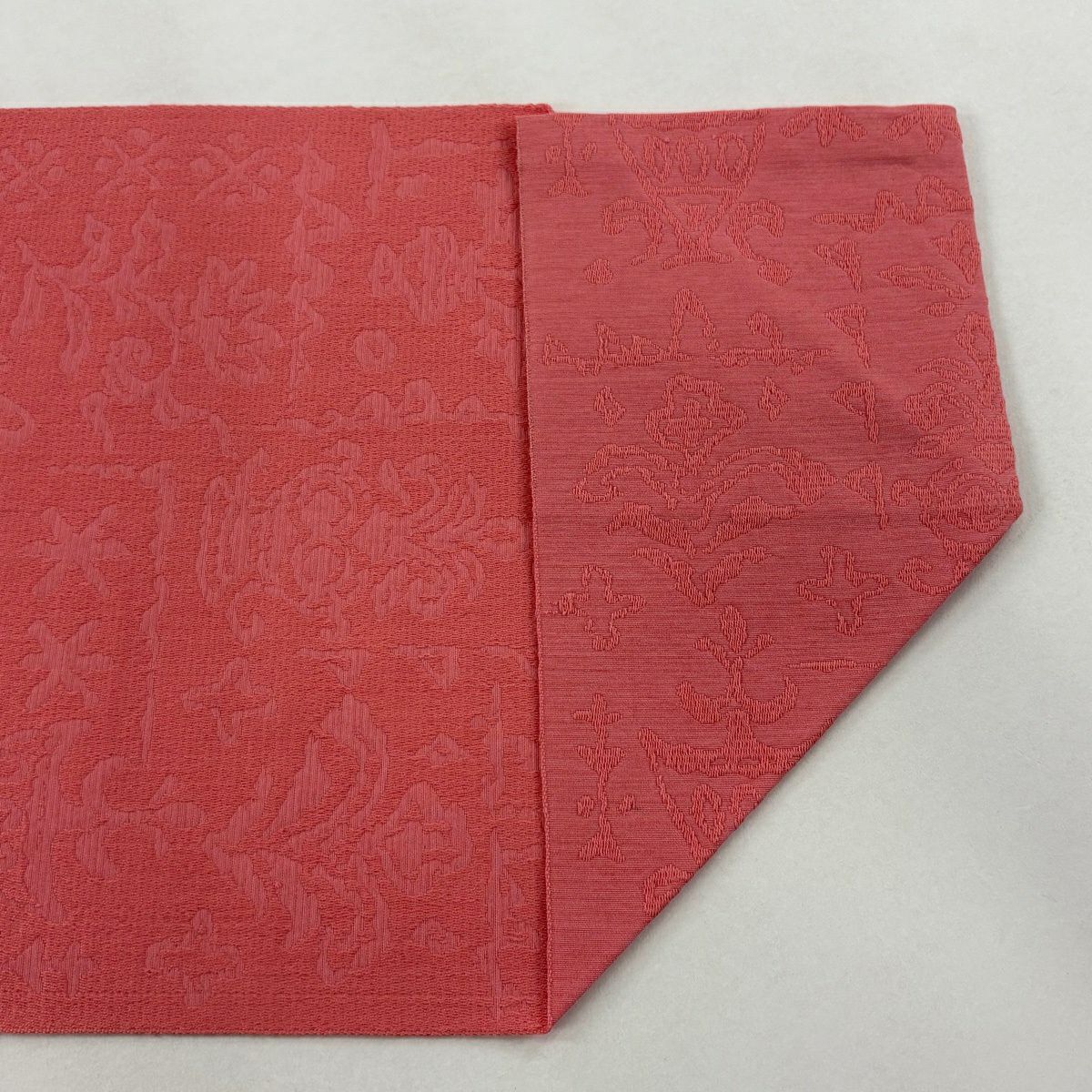【美品】名古屋帶 優品級 松樹葉仕立 雙層八寸名古屋帶 關西仕立 地紋 粉紅 純蠶絲
