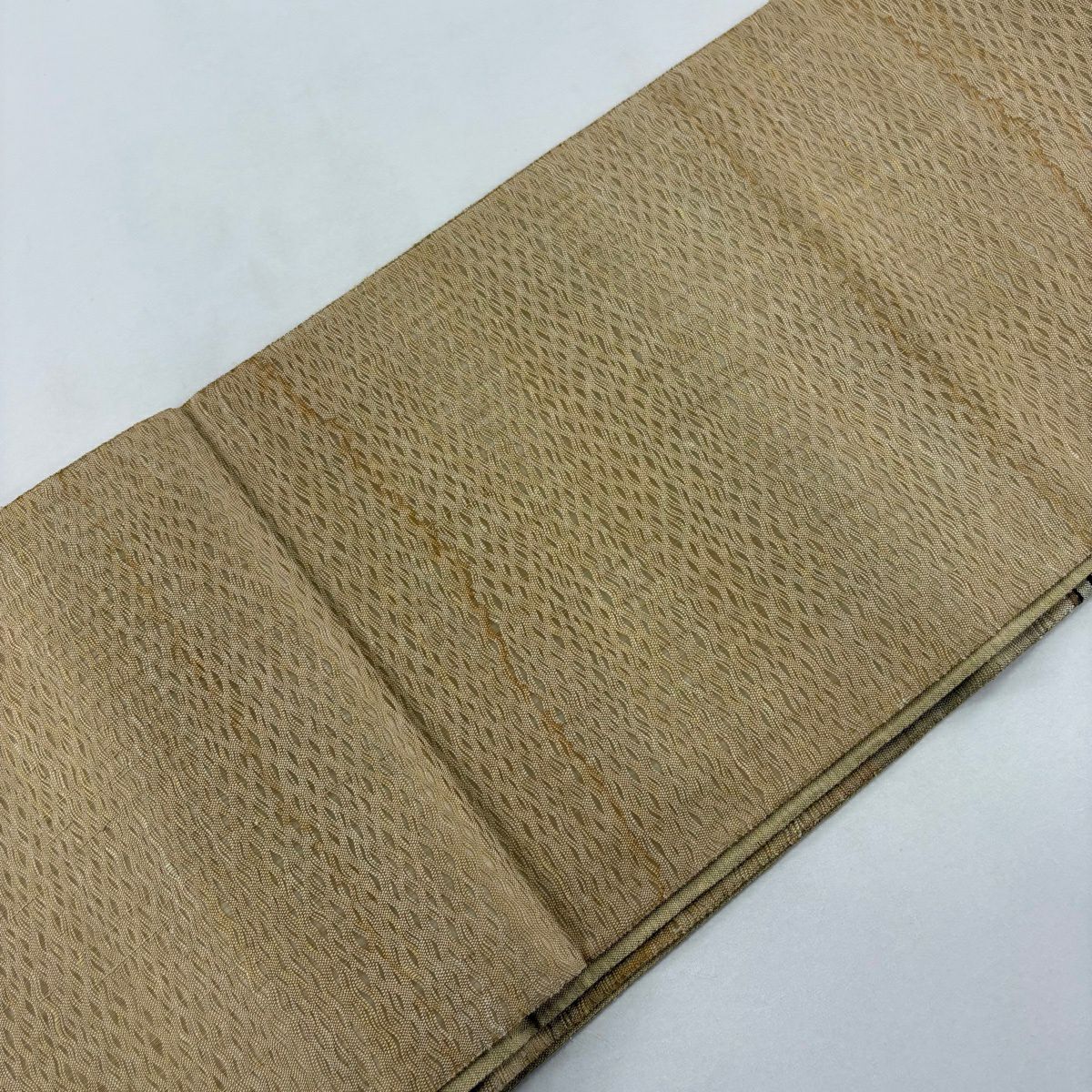 袋帶 秀品級 夏帶 幾何圖案 條紋 金銀線 黃土色 大鼓圖案 純蠶絲