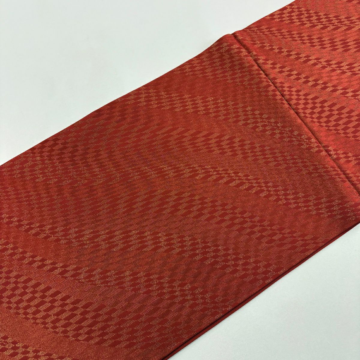 【美品】 袋帶 秀品級 華紋 鳥 金絲 朱紅色 大鼓圖案 純蠶絲