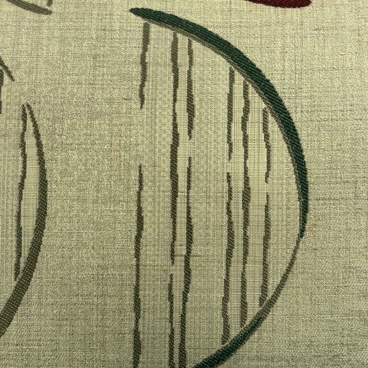 【美品】 袋帶 秀品級 半圓 縞 灰茶 六通 純蠶絲