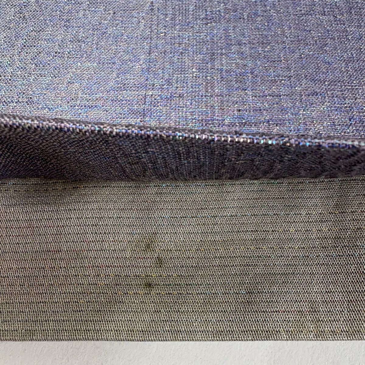 【美品】 袋帶 秀品級 辻花染圖案 雲文 金金箔 灰紫 六通 純蠶絲