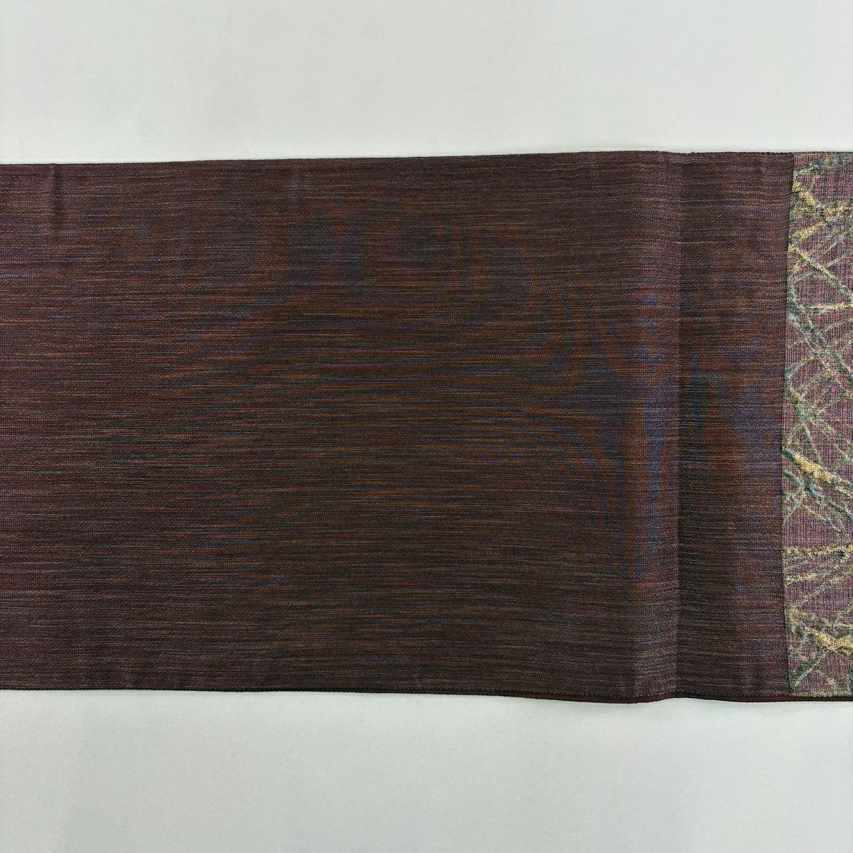 【美品】 袋帶 秀品級 幾何學 金金箔 紅紫 六通 純蠶絲