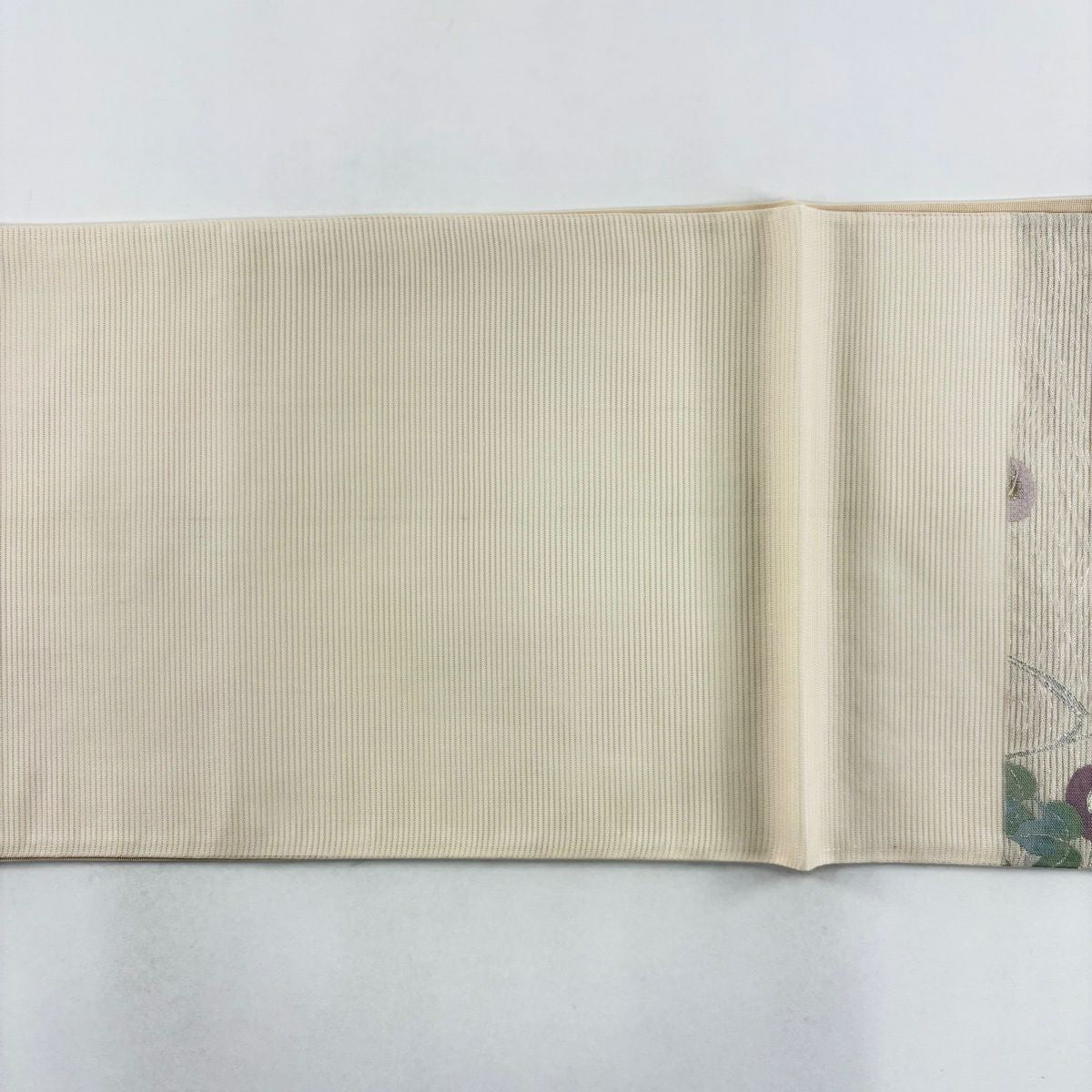 【美品】 袋帶 秀品級 證書齊全 夏帶 草花紋紋 蘆葦 金絲 金金箔 米色 六通 純蠶絲