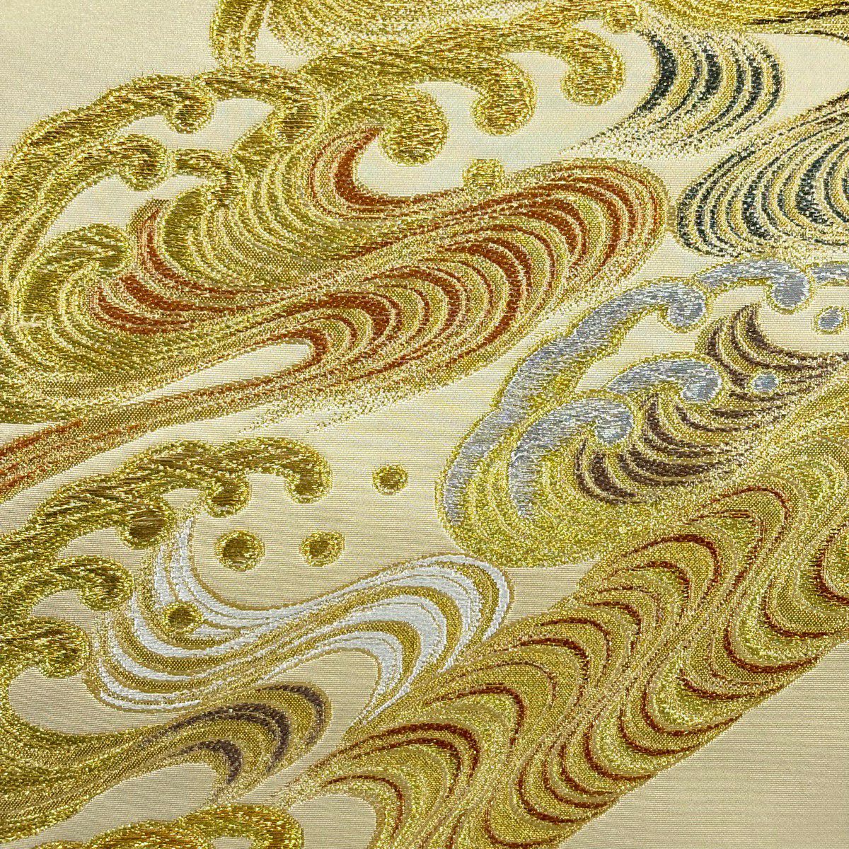袋帶 秀品級 波頭 金銀線 金金箔 金色 六通 純蠶絲