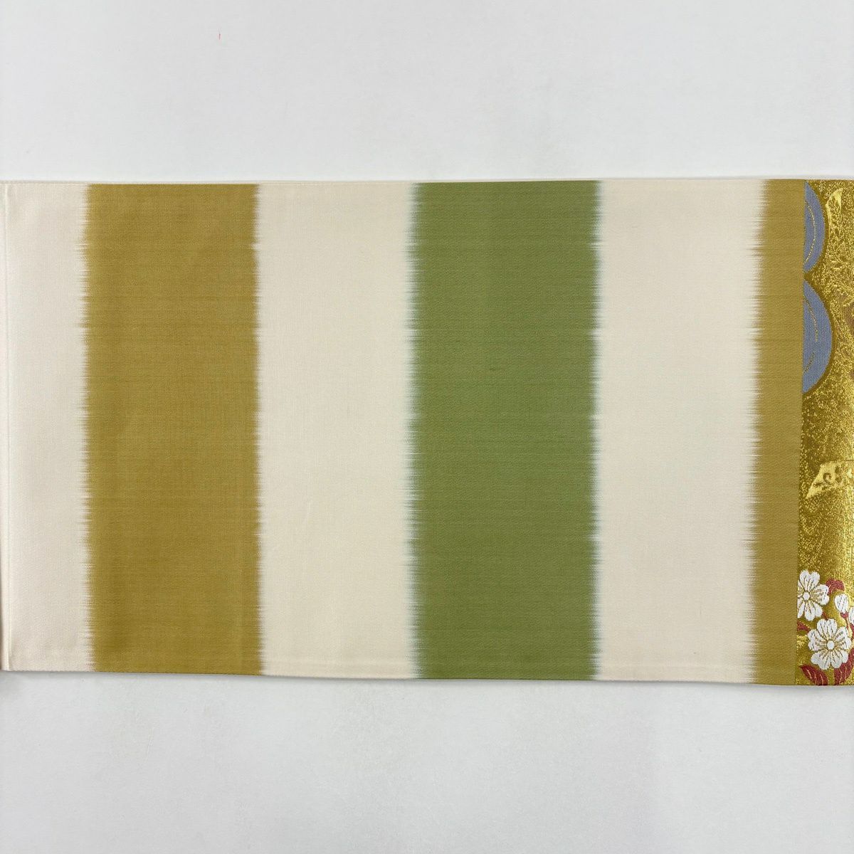 【美品】 袋帶 秀品級 花丸紋 流水 金絲 金金箔 淺紫 六通 純蠶絲