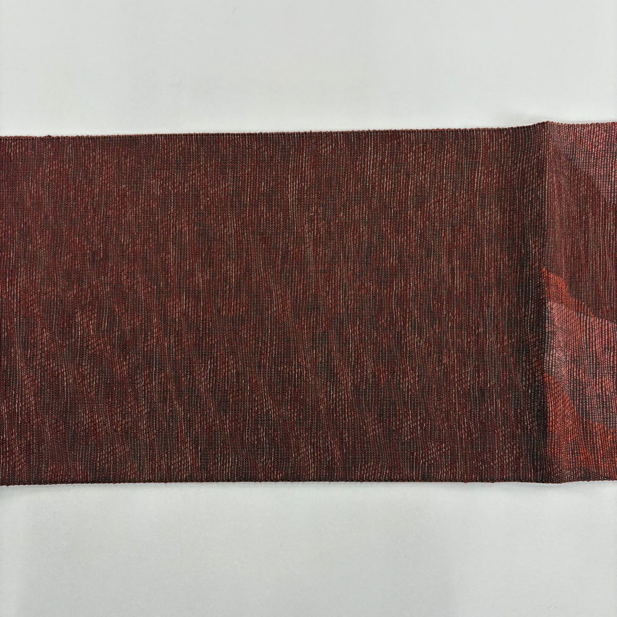 【美品】 袋帶 秀品級 幾何學 金絲 茜色 六通 純蠶絲