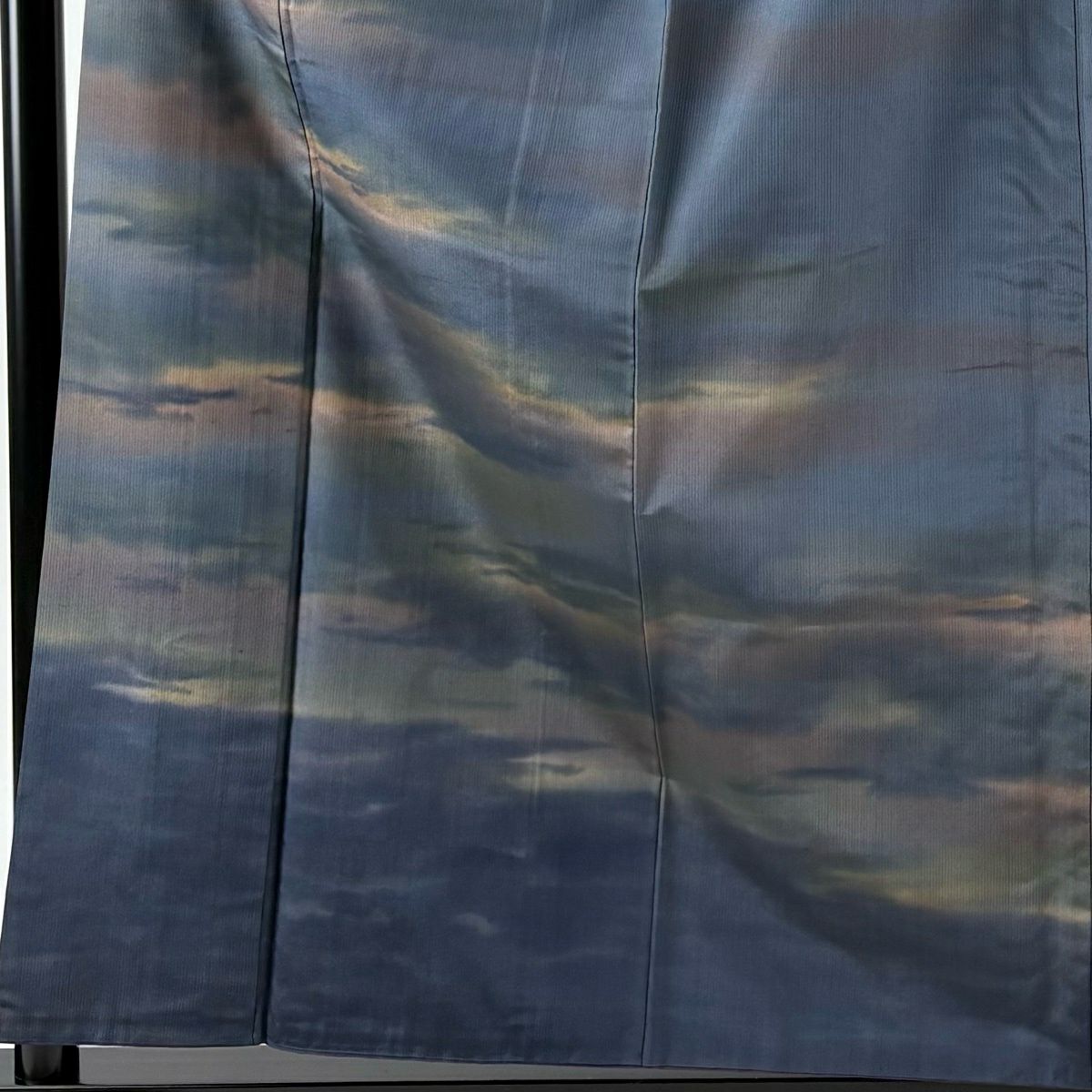 訪問服 身長158.5cm 袖長63cm S 雙層 紬織織 雲文 漸層 青灰 純蠶絲 秀品級