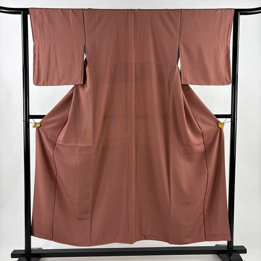 【美品】 江戶小紋 身長153cm 袖長63cm S 雙層 萬筋 小豆 純蠶絲 優品級