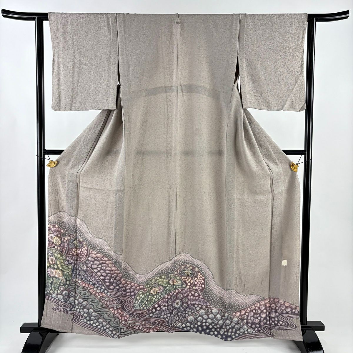 【美品】 付下 身長161cm 袖長62cm S 單層 辻花染 流水 灰紫 純蠶絲 秀品級 一つ紋