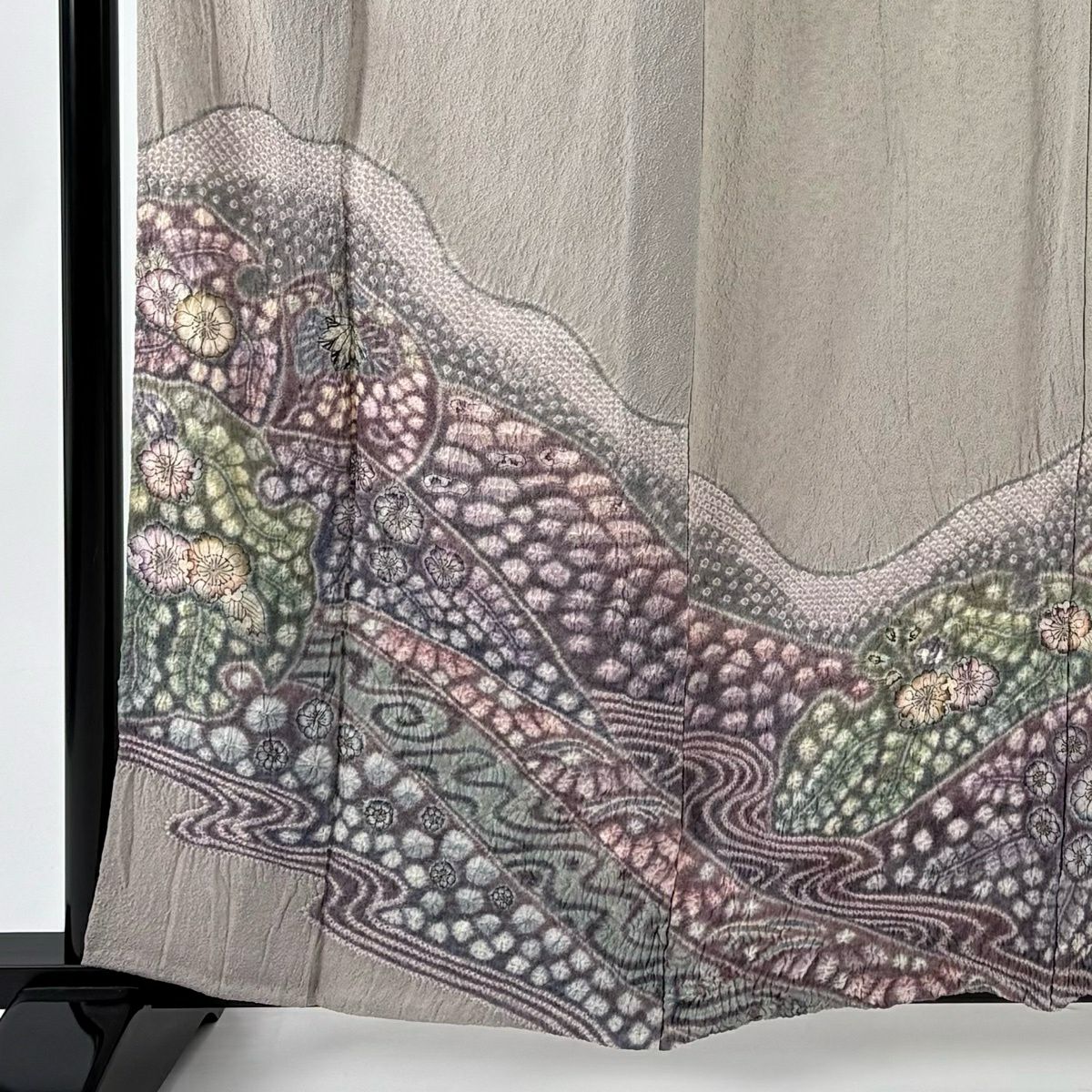 【美品】 付下 身長161cm 袖長62cm S 單層 辻花染 流水 灰紫 純蠶絲 秀品級 一つ紋