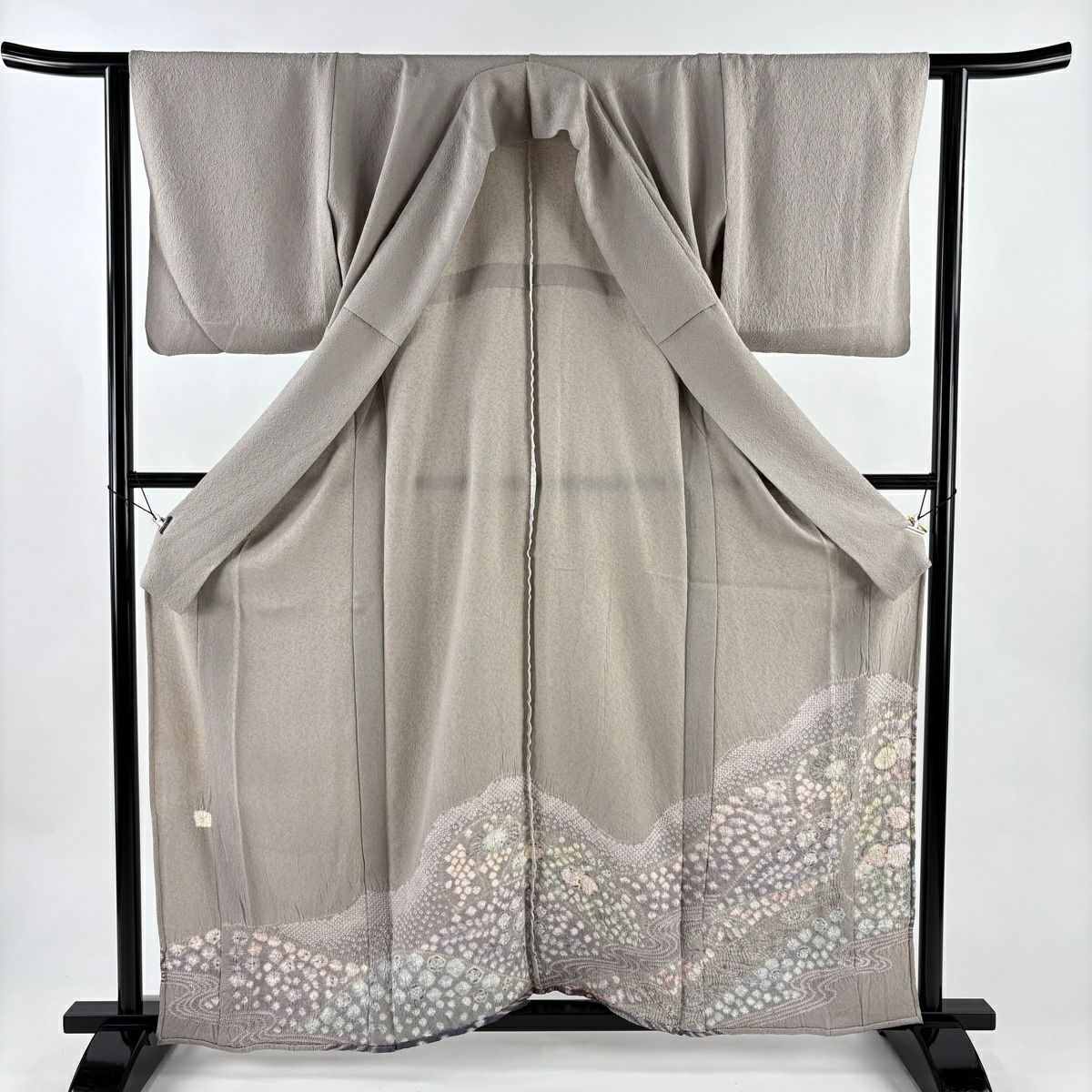 【美品】 付下 身長161cm 袖長62cm S 單層 辻花染 流水 灰紫 純蠶絲 秀品級 一つ紋