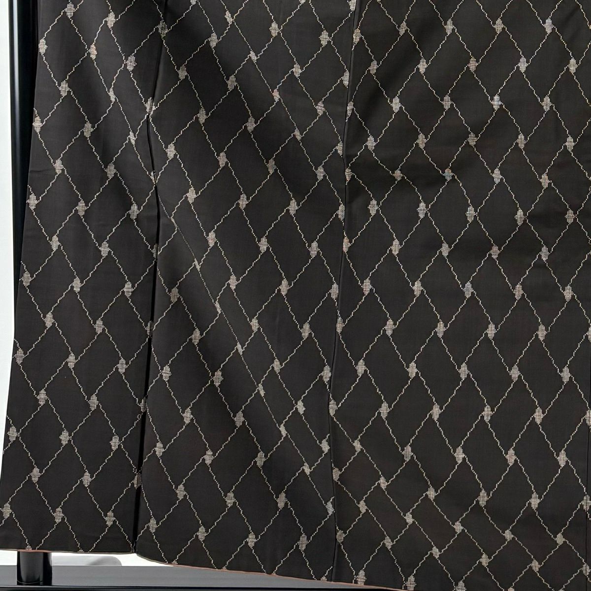 【美品】 紬織 身長160cm 袖長63.5cm S 雙層 幾何學 墨 深藍 純蠶絲 秀品級