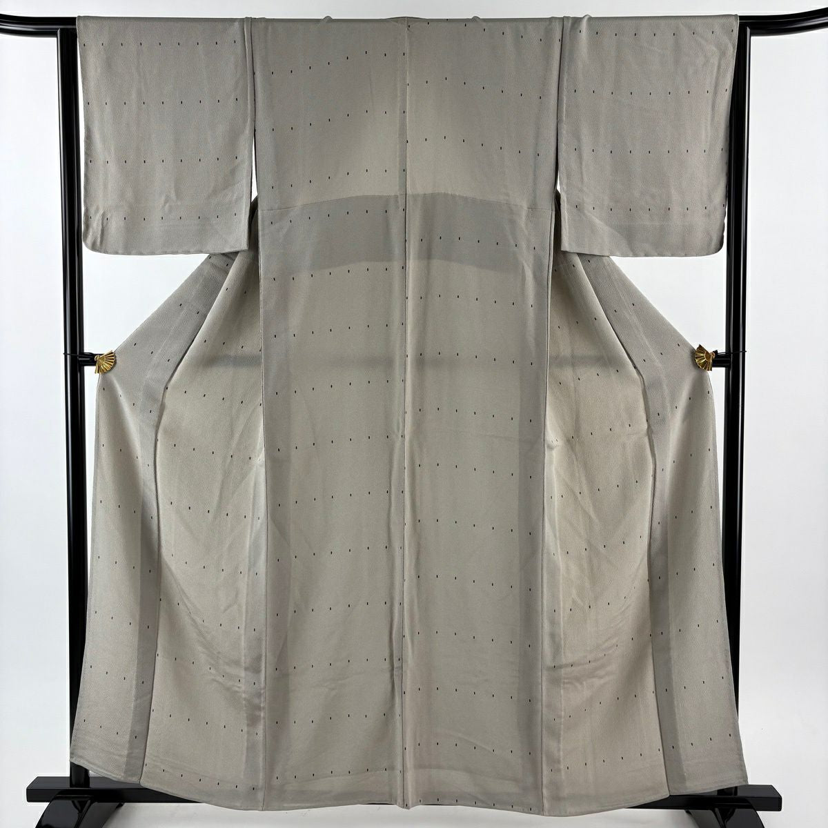 小紋 身長159.5cm 袖長64.5cm M 單層 幾何學 縮緬 灰色 純蠶絲 秀品級