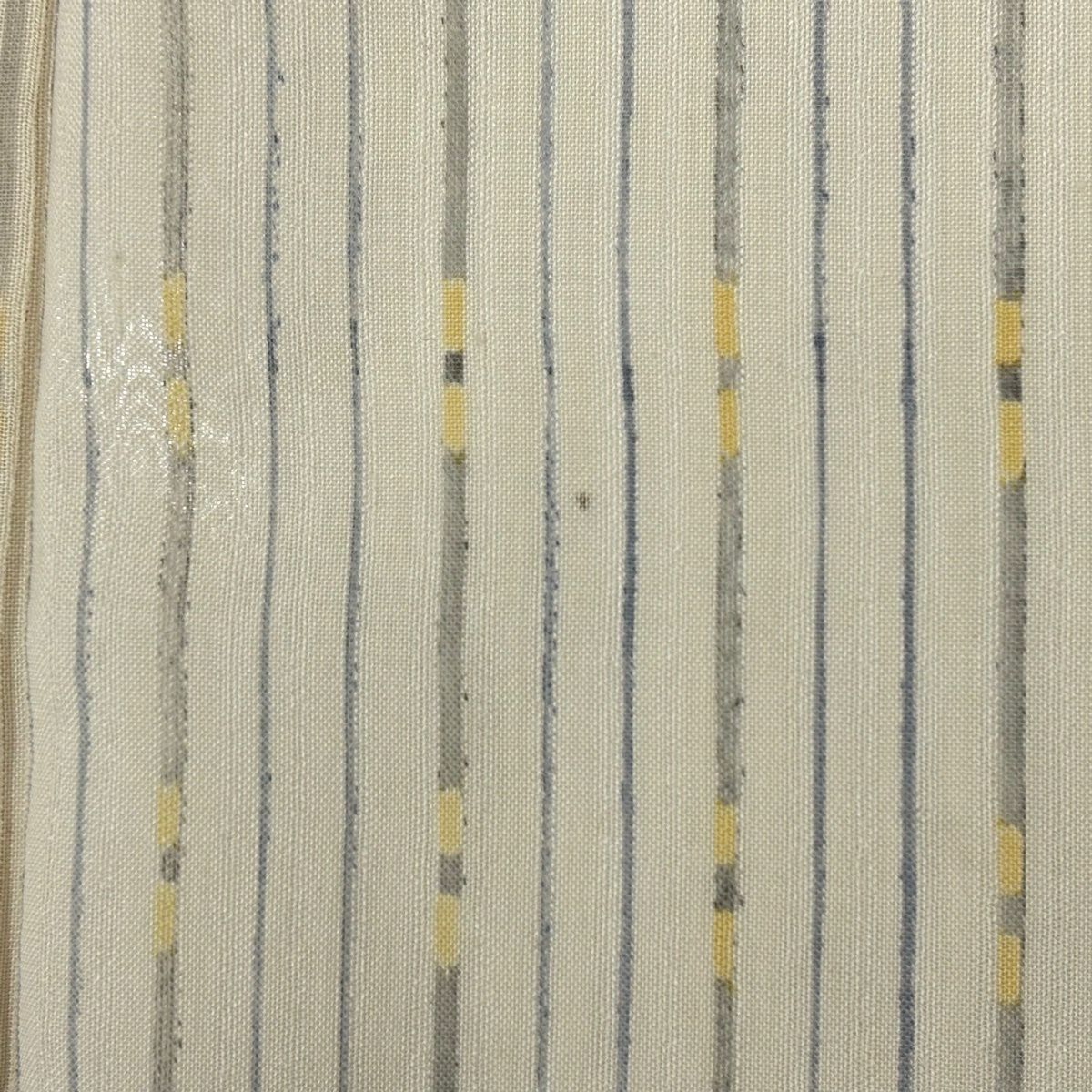 【美品】 小紋 身長158cm 袖長64.5cm M 薄物 縱條紋 米色 純蠶絲 秀品級