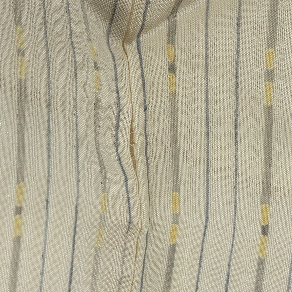 【美品】 小紋 身長158cm 袖長64.5cm M 薄物 縱條紋 米色 純蠶絲 秀品級