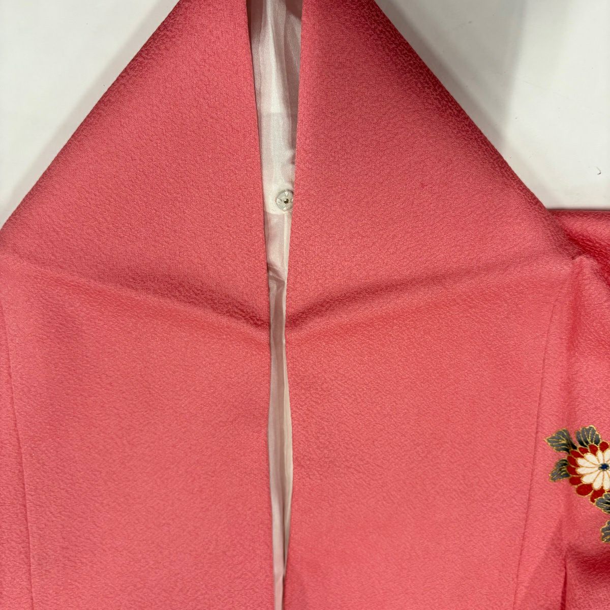 【美品】振袖禮服 身長158cm 袖長63cm S 雙層 御所車 草花紋 金絲 金銀彩 粉色 純蠶絲 秀品級
