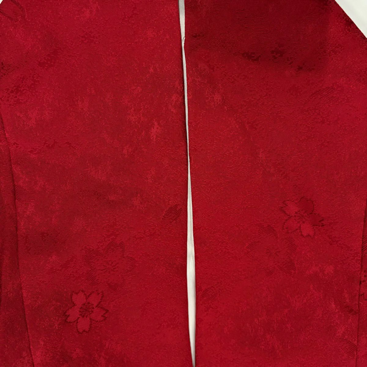 【美品】振袖禮服 身長159cm 袖長66.5cm M 雙層 櫻花 波紋 金銀彩 漸層 紅 純蠶絲 優品級