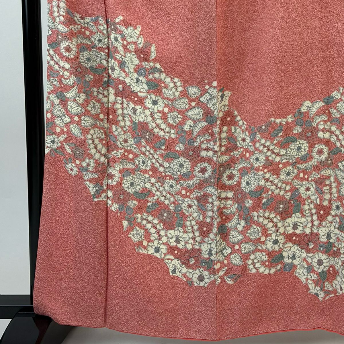 【美品】訪問服 身長162cm 袖長67cm M 雙層 辻花染 粉紅 純蠶絲 秀品級 一つ紋