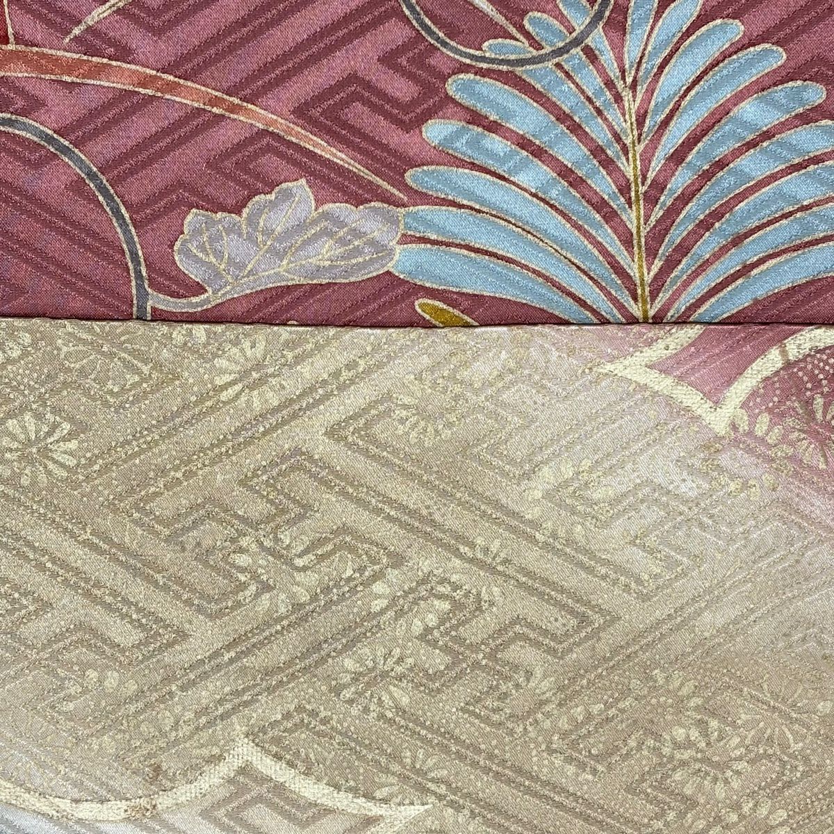 振袖禮服 身長158cm 袖長63.5cm S 雙層 菊花 扇子 金絲 金銀彩 紫 純蠶絲 秀品級