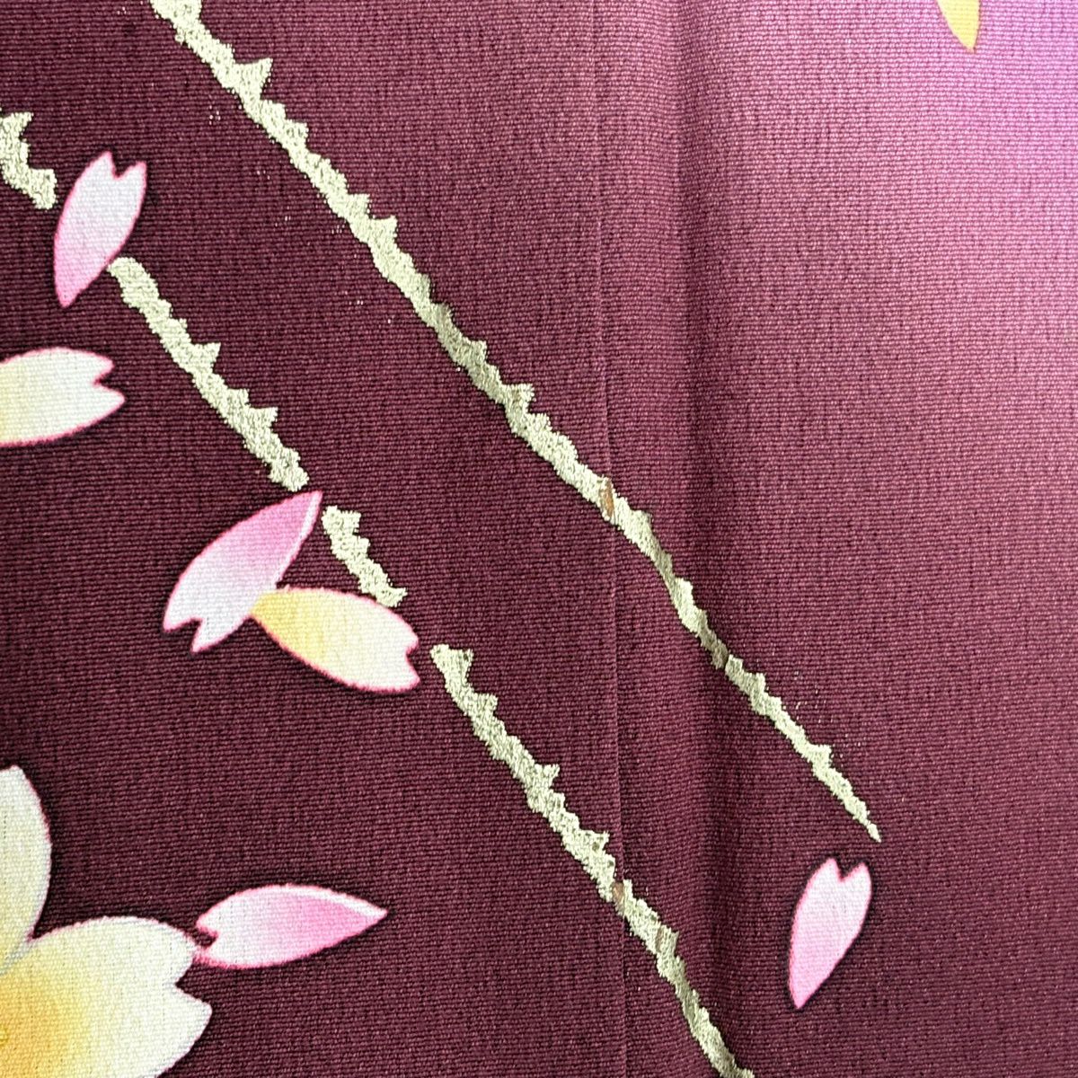 振袖禮服 身長159cm 袖長63cm S 雙層櫻花花瓣金彩裝飾染分紅純蠶絲秀品級