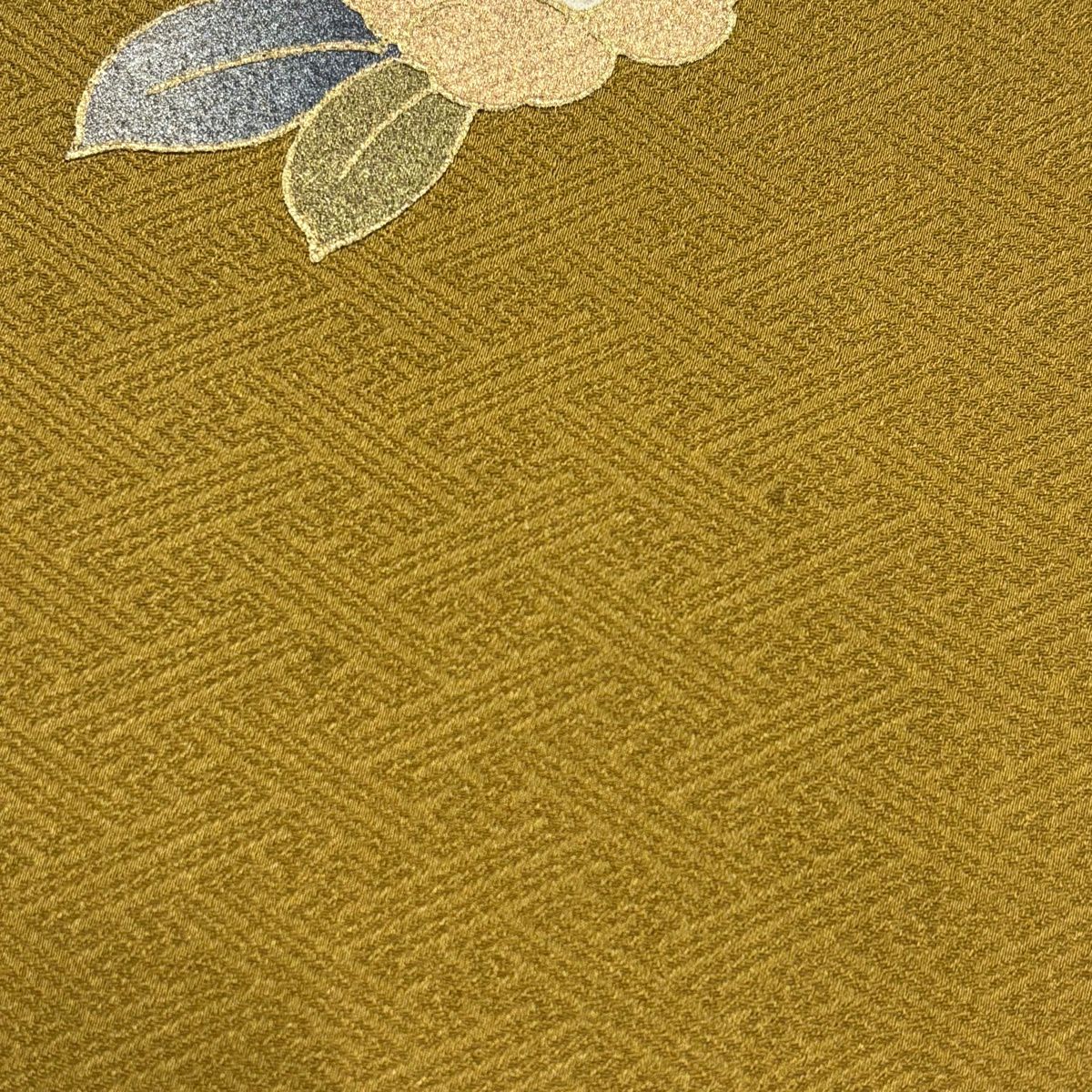 付下 身長162cm 袖長64cm M 雙層 椿 観世水 螺鈿 金銀彩 淡黃土 純蠶絲 優品級