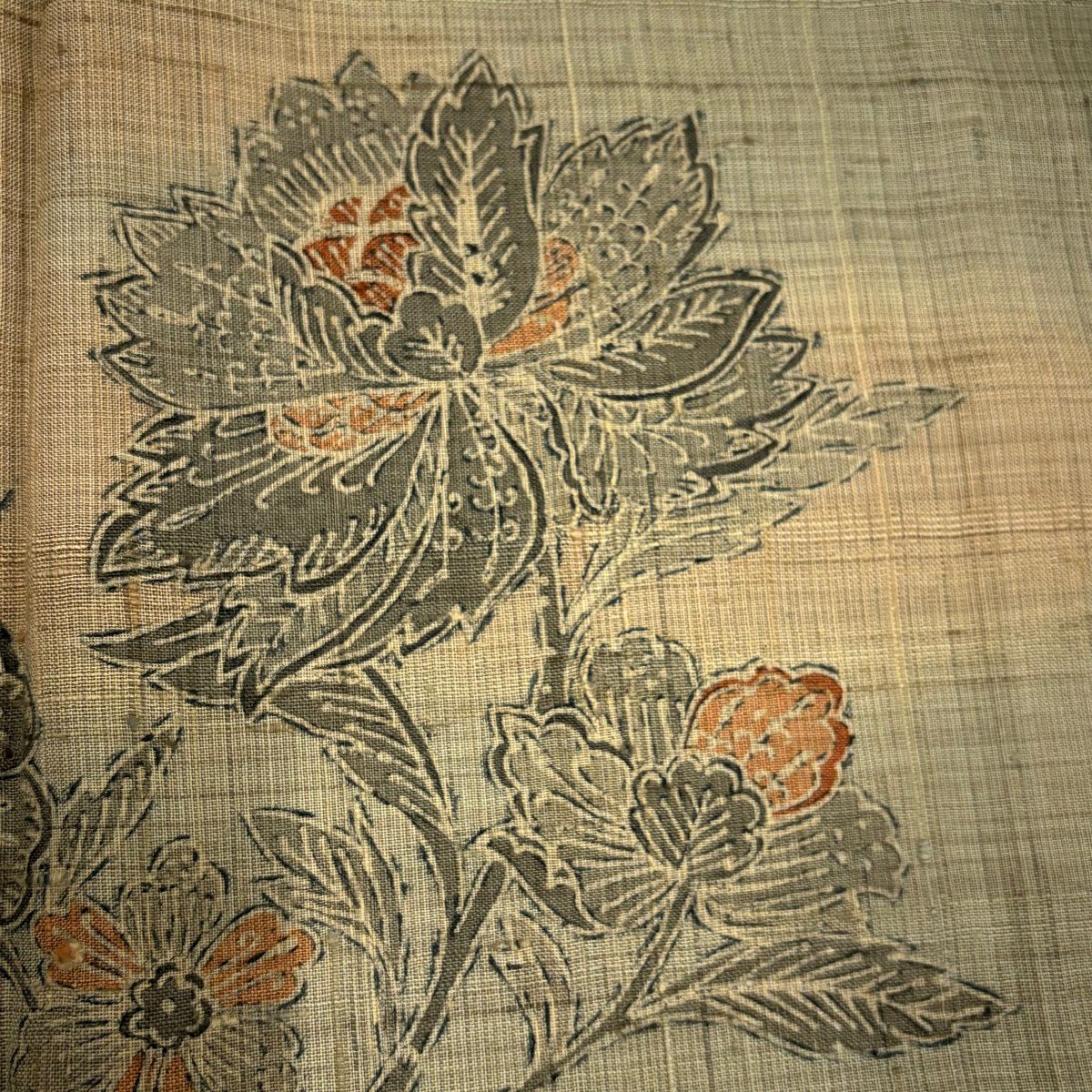 【美品】 付下 身長162cm 袖長65.5cm M 雙層 紬織織 枝花 霞 綠 純蠶絲 秀品級 一個紋