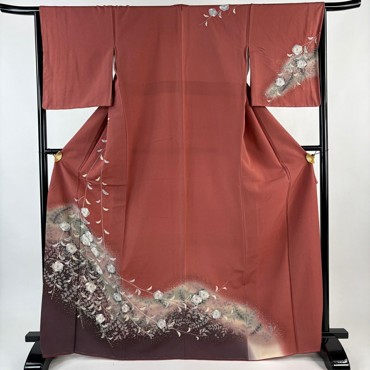 【美品】訪問服 身長168cm 袖長65cm M 雙層 辻花染 絞染 漸層 粉紅 純蠶絲 優品級