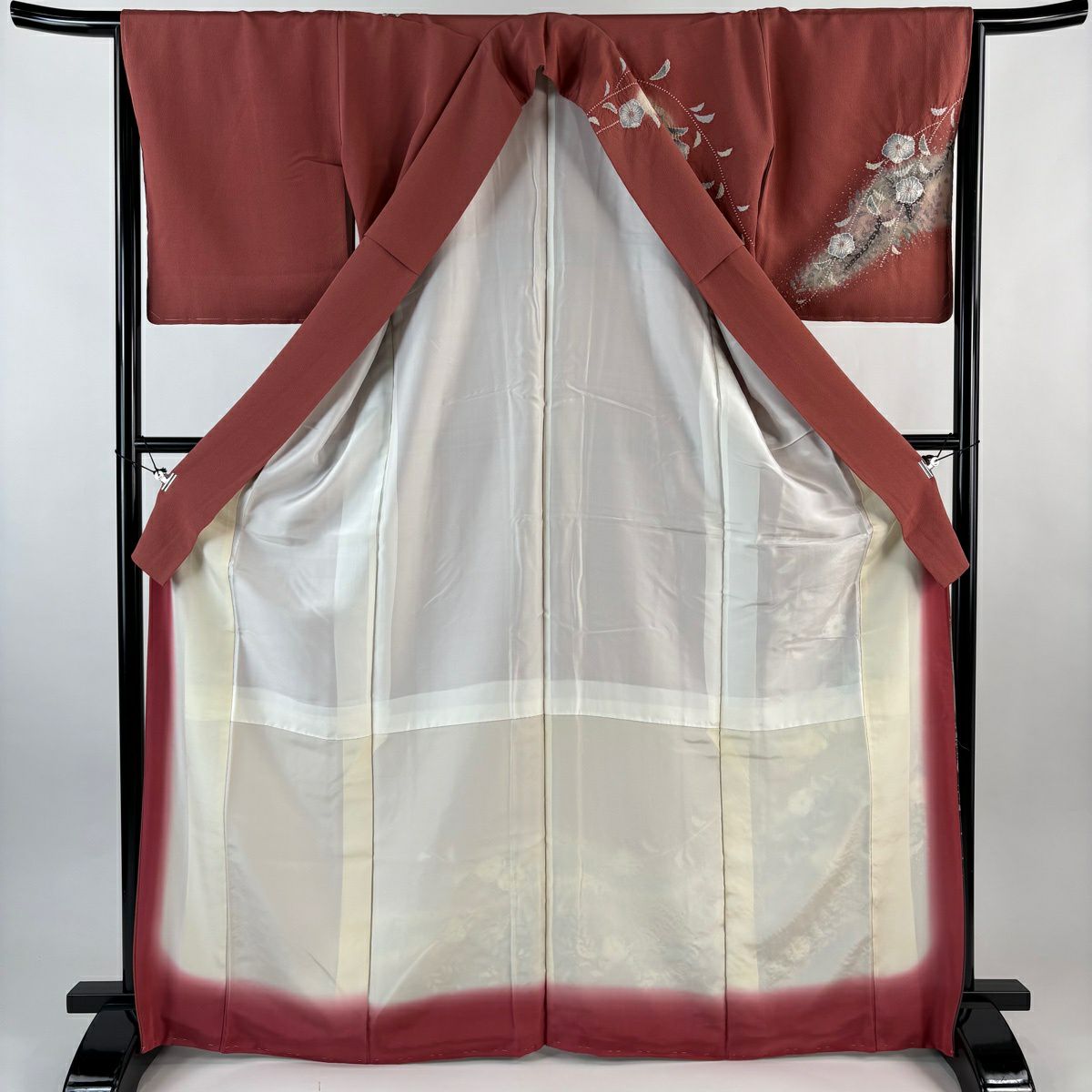 【美品】訪問服 身長168cm 袖長65cm M 雙層 辻花染 絞染 漸層 粉紅 純蠶絲 優品級