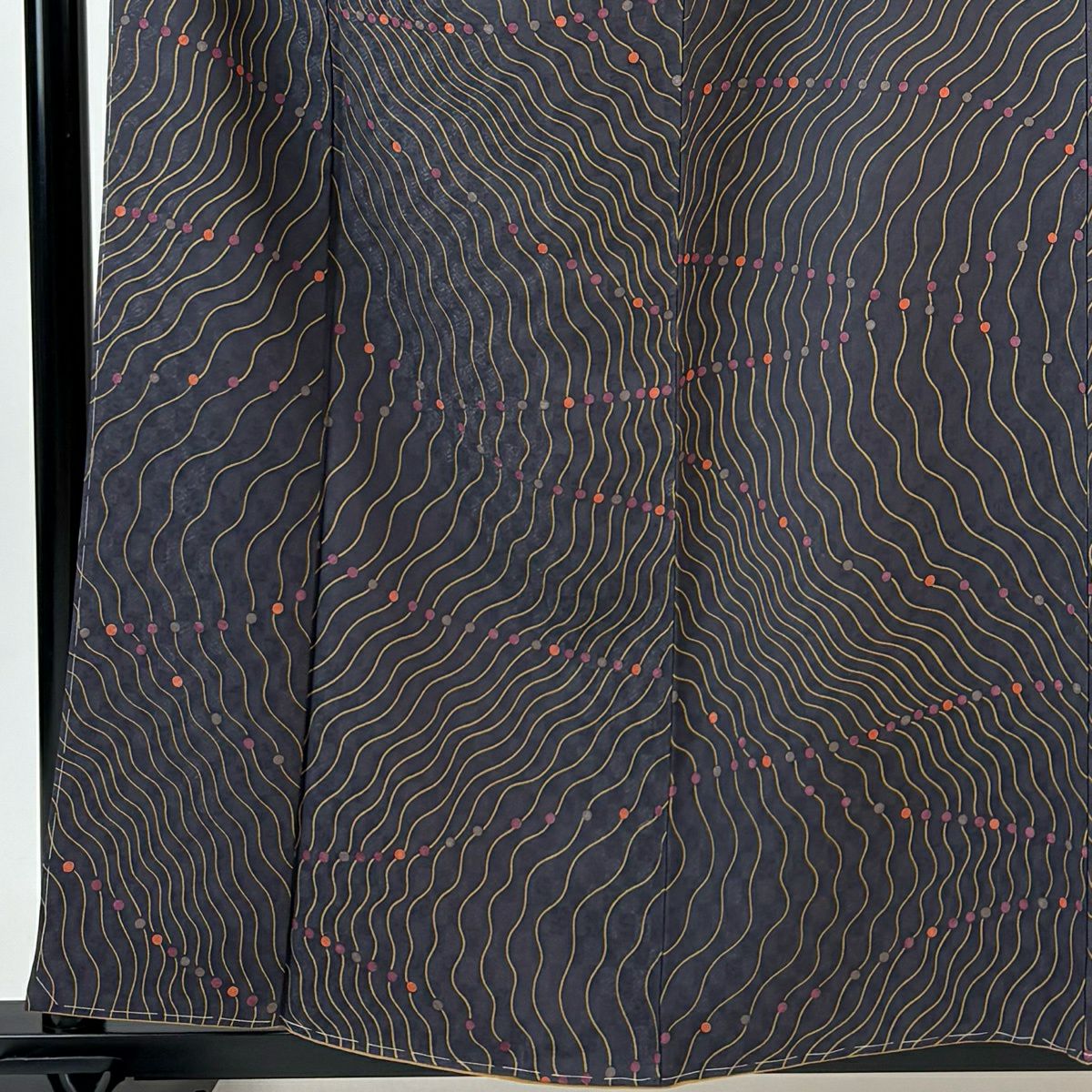 【美品】 小紋 身長160cm 袖長64cm M 雙層 幾何學圖案 灰紫 純蠶絲 秀品級