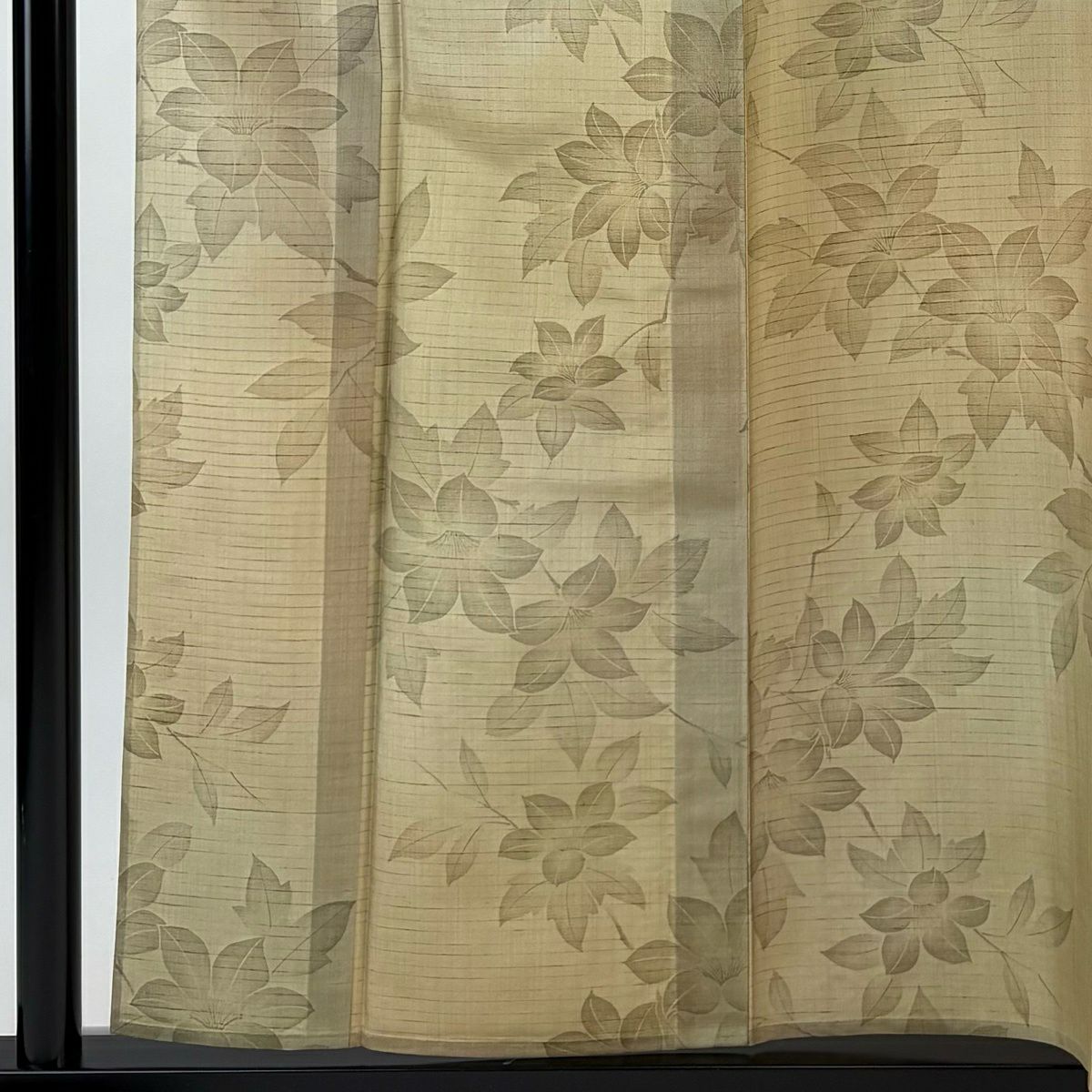 【美品】 小紋 身長159.5cm 袖長63cm S 單層 紬織織 枝花 薄茶 純蠶絲 秀品級