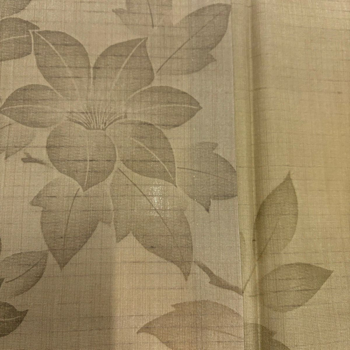 【美品】 小紋 身長159.5cm 袖長63cm S 單層 紬織織 枝花 薄茶 純蠶絲 秀品級