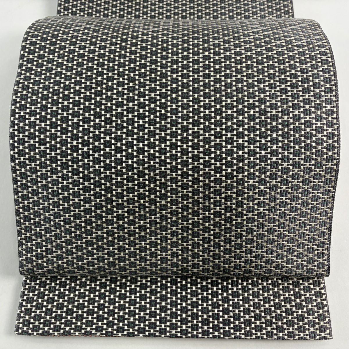 【美品】 袋帶 名品級 幾何學 米色 全通 純蠶絲