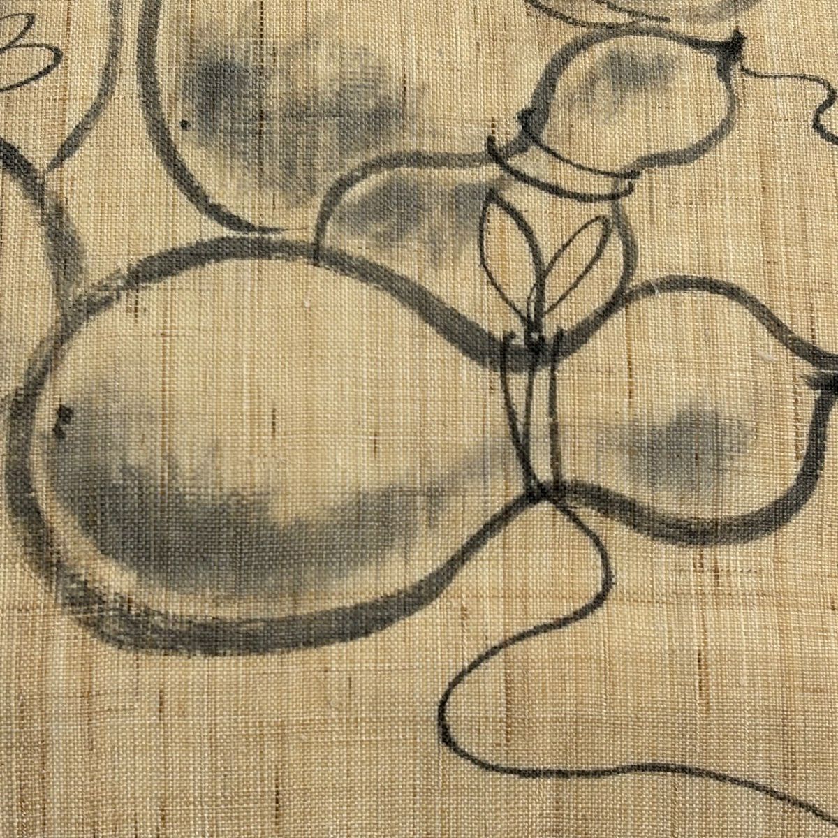 名古屋帶 名品級 紬織織 瓢箪 組紐 灰茶 純蠶絲
