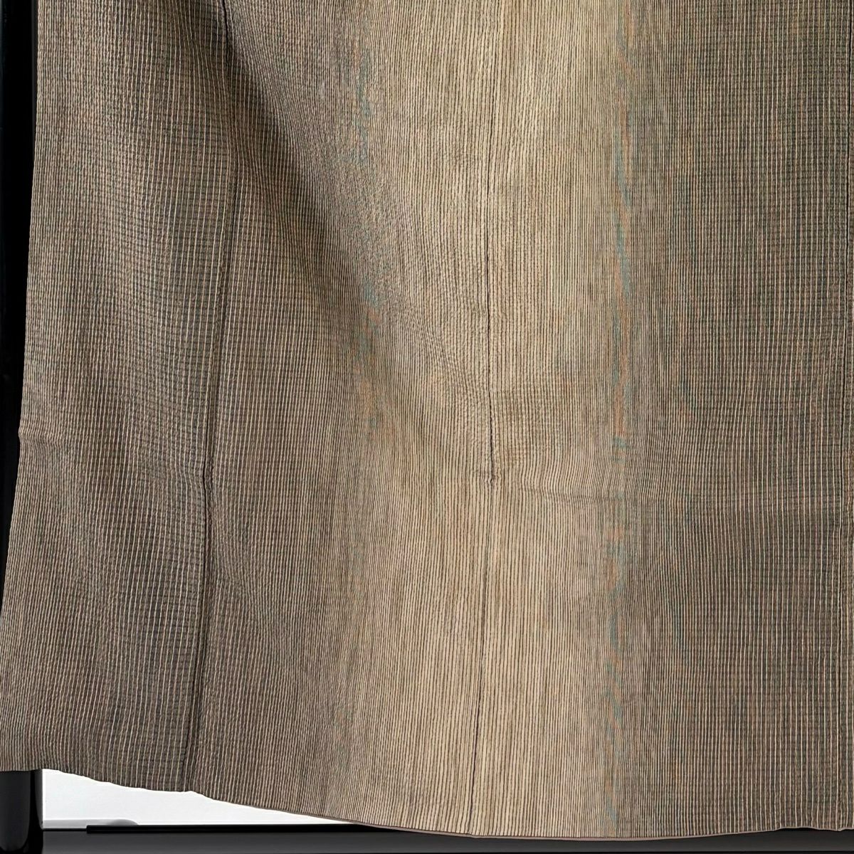 【美品】 紬織 身長156.5cm 袖長63.5cm S 雙層 縱條紋 茶 純蠶絲 名品級