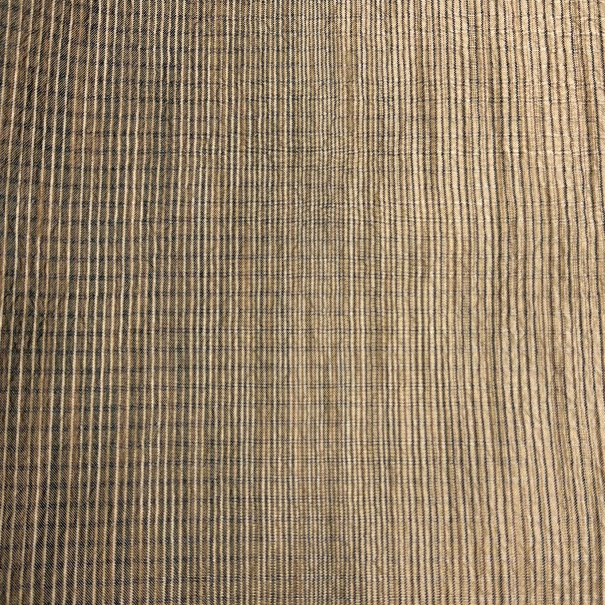 【美品】 紬織 身長156.5cm 袖長63.5cm S 雙層 縱條紋 茶 純蠶絲 名品級