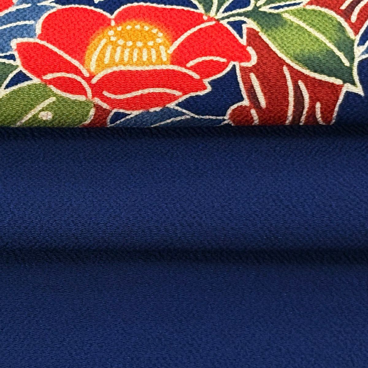 【美品】 名古屋帶 逸品級 栗山吉三郎 落款あり 椿 絞染 深藍 純蠶絲
